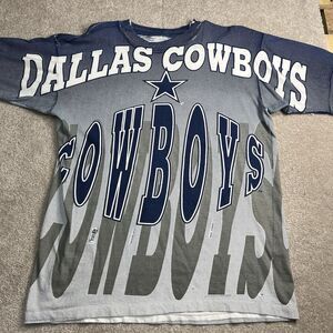 Rare VTG MAGIC JOHNSON Dallas Cowboys All Over Print Single Stitch T Shirt 90 L